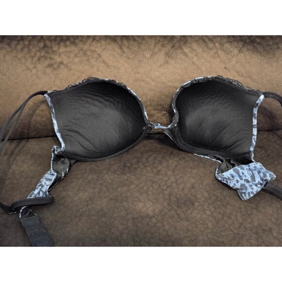 Victorias Secret 36B Blue Leopard Print Very Sexy Push-Up Bra Adjustable Straps - Picture 2 of 3